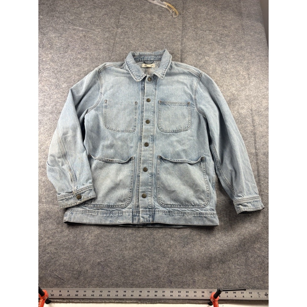 Madewell‎ Men's Denim Barn Chore Jacket in Seaford Wash Snap Button Collared SEE - Picture 2 of 10